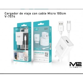 Cargador de viaje con cable Type-C, 1M, QC 3.0