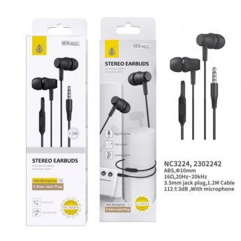 Auriculares con microfono S.Basic Singh, con boton multifunciones, cable 1.2M