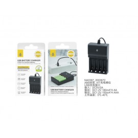 Cargador para baterías con cable de USB, DC1.2V/180 mAh x4 AA, DC1.2V/150 mAh x4 AAA