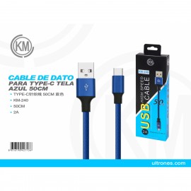 CABLE DE DATO PARA TYPE-C TELA NEGRA 50CM