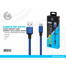 CABLE DE DATO PARA MICRO USB MICRO TELA NEGRA 50CM