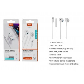 Auriculares Lightning Belk con Microfono y Boton multifuncion, para Iphone X/11/12/13/14, Soporta Musica y Llamada, Cable 1.2M