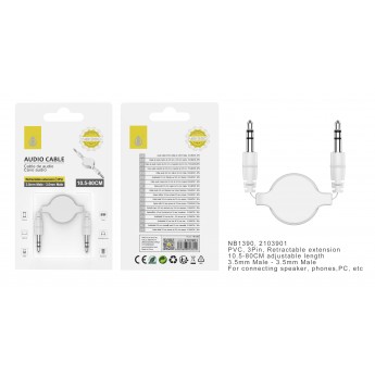 Cable aduio Jack 3.5mm , cable retractil 10.5-80cm