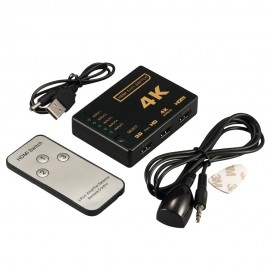 Conmutador HDMI 5x1, Selector 3D, compatible con 4k, con mando a distancia IR, HDMI, Cable receptor infrarrojo