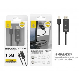 Cable Mini DP a HDMI, 4K*2K 1920x1080/3840x2160, 1.5M