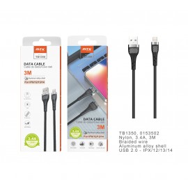 Cable de datos Camyl nylon trenzado para Iphone 5-14 , 3.4A, 3M