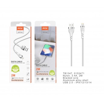 Cable de datos Camyl nylon trenzado para Iphone, 3.4A, 2M