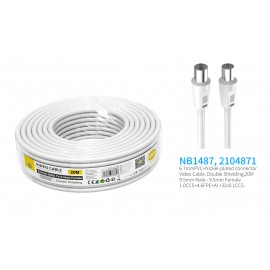 Cable de Video(Coaxial) Conector banado en niquel 9.5mm Macho a Hembra, doble blindaje, 20M