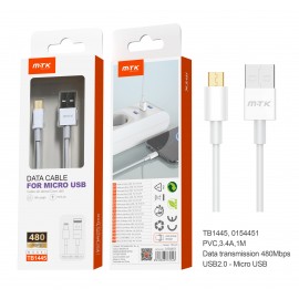 Cable de Datos PVC Astrid para Micro USB, 480Mbps, 3.4A/5V, Cable 1M
