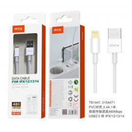 Cable de Datos PVC Astrid para iphone 5-14, 480Mbps, 3.4A/5V, Cable 1M