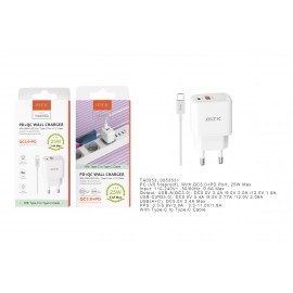 Cargador de Red Rapida Taylor , 2 puerto (Type-C PD + QC3.0) , Con Cable Type-C a Type-C