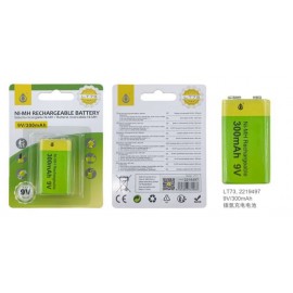 PILAS NI-MH 300mAh/9V, recargables, 1Ud/Paquete