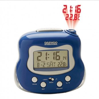 Radio despertador digital Daewoo, proyector de a hora, función snooz, calendario, medición de temperatura