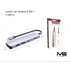 Lector de tarjeta 6 en 1 con cable Type-C, HDMI+USB 3.0+PD+SD/TF