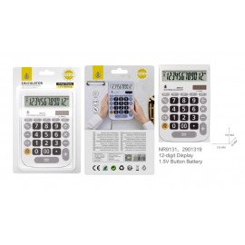Calculadora 12 dígitos con Pantalla LCD, Teclados grandes, Energía Solar y Batería 1*AA, Tamaño 16,5 x 10 cm