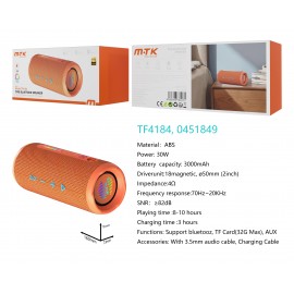 Altavoz TWS HIFI con Bluetooth, Luz RGB , Soporta AUX/TF(32G Max), 30W, Bateria 3000mAh