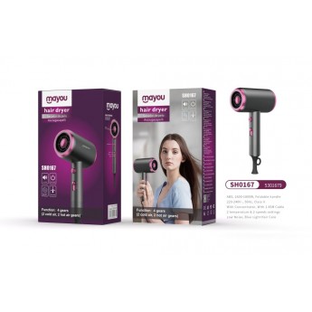 Secador de Pelo Ionico, Con 2 Temperaturas y 2 Velocidades , 1600-1800W, Cable 1.65M