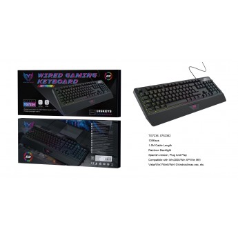 Teclado Gaming Espanol 105 Keys, Con Luz LED, Cable 1.5M