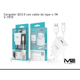 Cargador con cable Type-C 1M, 3.1A Max