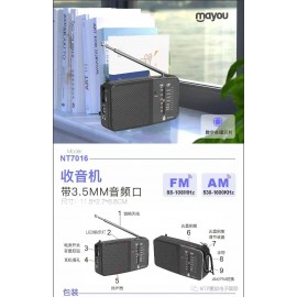 Radio portatil AM/FM con Antena y correa , Entrada de jack 3.5mm, Bateria 2*AA (No incluida)
