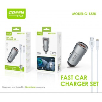 Cargador de coche 18W con cable Lightning, QC 3.0