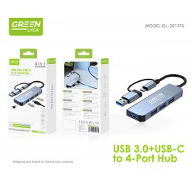 Adaptador de USB 3.0+Type-C a 4 Puertos USB
