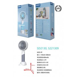 Mini ventilador recargable 2 en 1(de mano+de mesa), 3 modos, 400mAh, uso 1 hora