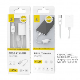 CABLE OTG Type-C a USB 2.0 (Macho a Hembra), 14cm