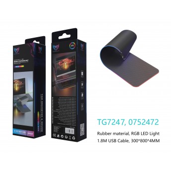 Alfombrilla Gaming para Teclado y Raton con Luz RGB, 300*800*4mm, Cable USB 1.8M