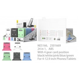Soporte Universal para Movil y Tablet con 4 posicion de Tarjeta, 4-12.9", Multicolores, 24 psc/Pack