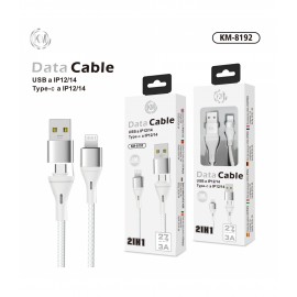 CABLE 2-IN-1 USB/TYPE-C A LIGHTNING, 27W, 3A, 1M