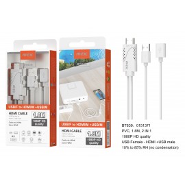 Cable 3 en 1 Iphone/Micro USB/Type C a HDMI (Moviles y Tablets a TV) 1080P