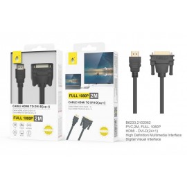 Cable HDMI A DVI-D, 1080P, 2M