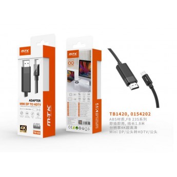 Adaptador Mini DP(Macho) a HDMI(Macho), 4K, 1.8M