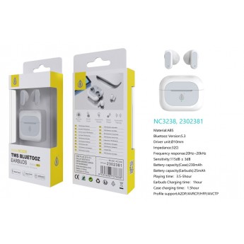 Auriculares TWS Con Bluetooth 5.3, Panel Tacil, Bateria (25mAh*2)Estuche Recargable 230mAh