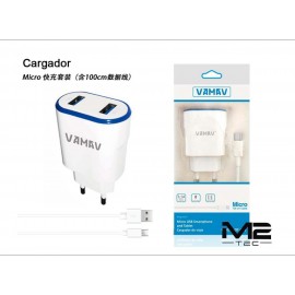 CARGADOR PARED 3.1A CABLE MICRO-USB