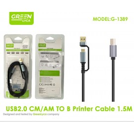 Cable de impresora USB 2.0, CM/AM a B 1.5M