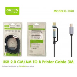 Cable de impresora USB 2.0, CM/AM a B, 3M