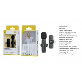 Microfono Type-C Bluetooth con Clip, Compatible con Apple, Bateria 60 mAh