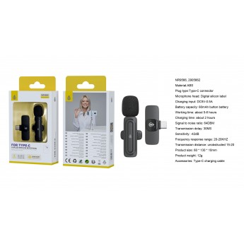 Microfono Type-C Bluetooth con Clip, Compatible con Apple, Bateria 60 mAh