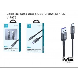 Cable de datos USB a Type-C 60W/3A, 1.2M