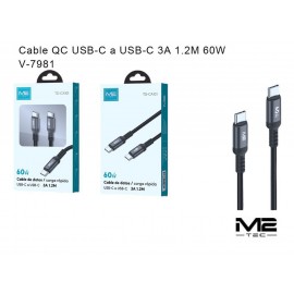 Cable de datos Type-C a Type-C 60W/3A, 1.2M