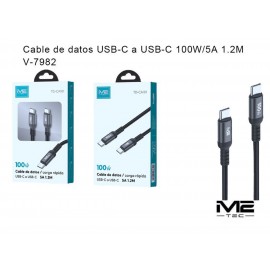 Cable de datos Type-C a Type-C 100W/5A, 1.2M
