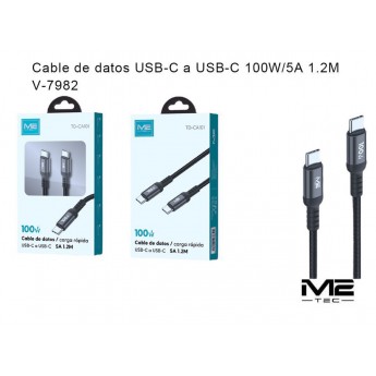 Cable de datos Type-C a Type-C 100W/5A, 1.2M