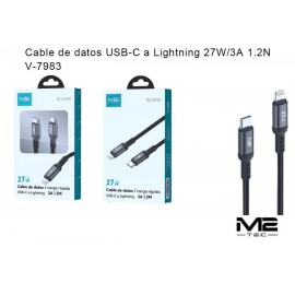 Cable de datos Type-C a Lightning 27W/3A, 1.2M
