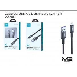Cable de datos QC USB a Lightning 15W/3A, 1.2M