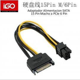 Adaptador de alimentacion SATA 15 pin macho a PCIE 6 pin, 10 uni/paq
