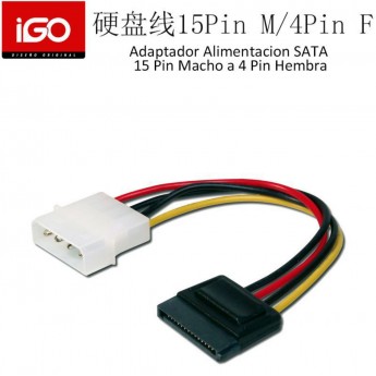 Adaptador de alimentacion SATA 15pin Macho a 4 pin hembra, 10 uni/paqu