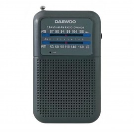 Radio analógico AM/FM Daewoo DW1008 Entrada Jack 3.5 mm, Altavoz integrado, FM 88-108 MHz, AM 530-1600 kHz