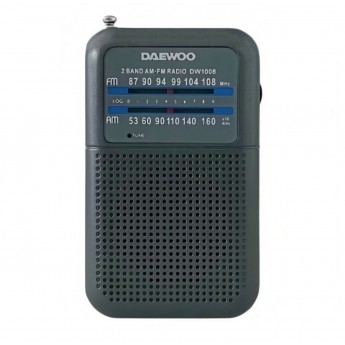 Radio analógico AM/FM Daewoo DW1008 Entrada Jack 3.5 mm, Altavoz integrado, FM 88-108 MHz, AM 530-1600 kHz